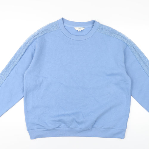 Marks and Spencer Womens Blue Cotton Pullover Sweatshirt Size 18 Pullover - Lace Detail
