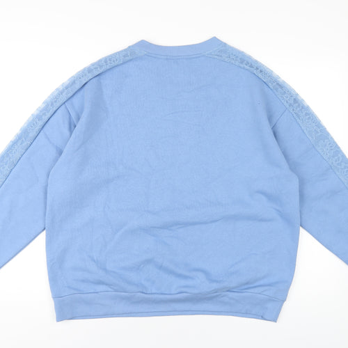 Marks and Spencer Womens Blue Cotton Pullover Sweatshirt Size 18 Pullover - Lace Detail