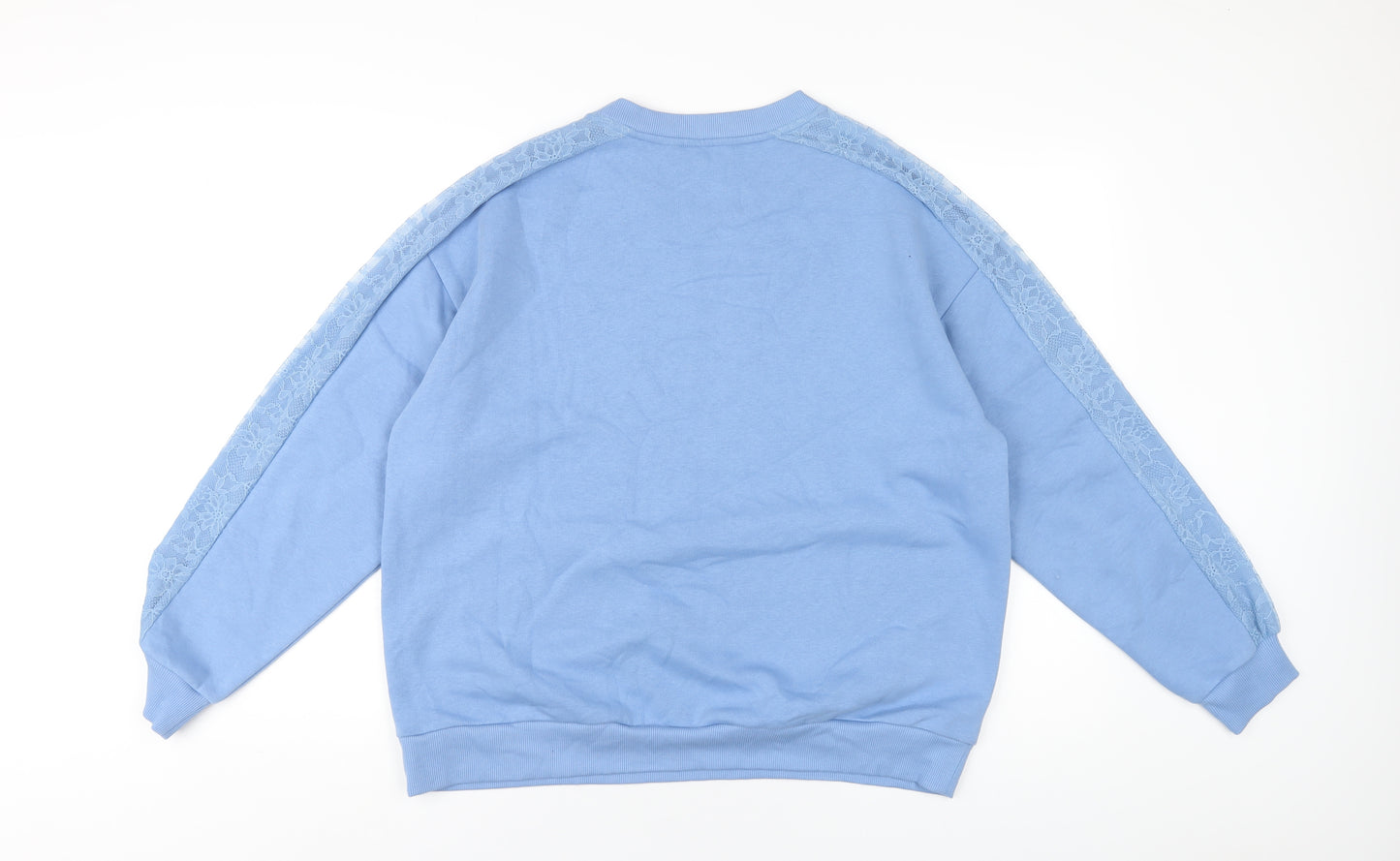 Marks and Spencer Womens Blue Cotton Pullover Sweatshirt Size 18 Pullover - Lace Detail