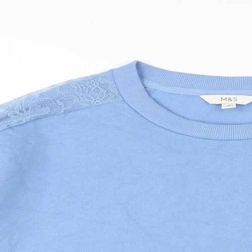 Marks and Spencer Womens Blue Cotton Pullover Sweatshirt Size 18 Pullover - Lace Detail