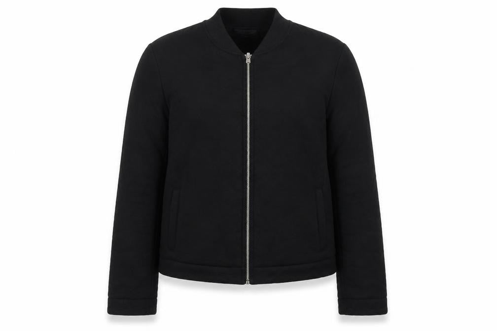 Front view of Marks & Spencer women’s blue jacket, size UK 12, zip