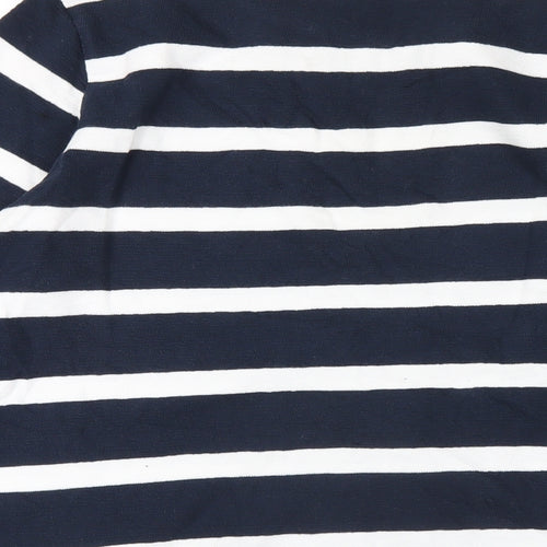 Marks and Spencer Womens Blue Striped Cotton Basic T-Shirt Size 12 Round Neck