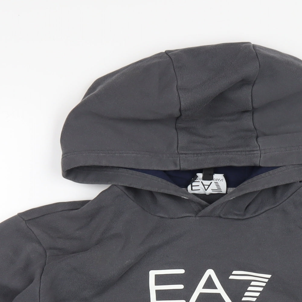 Emporio Armani Boys Grey Cotton Pullover Hoodie Size 14 Years Pullover