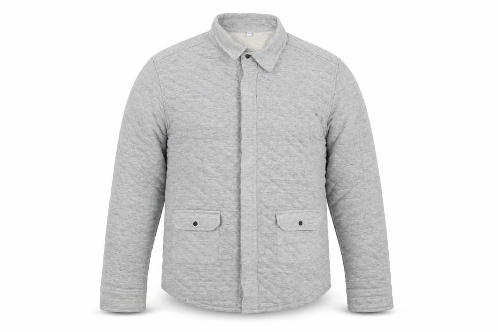 Front view of Marks & Spencer boys’ grey quilted jacket, size 12-13, years snap