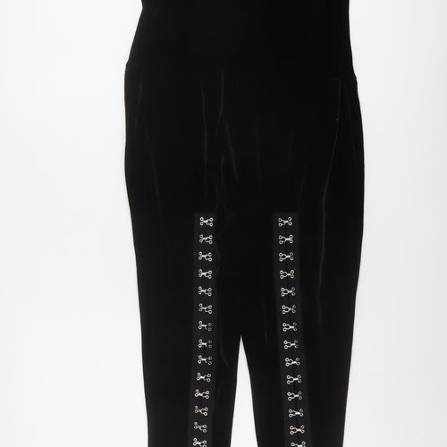 Neccesary Evil Womens Black Polyester Jumpsuit One-Piece Size S Hook & Eye