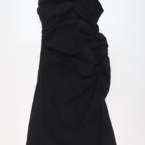 Zara Womens Black Cotton A-Line Size M Square Neck Zip