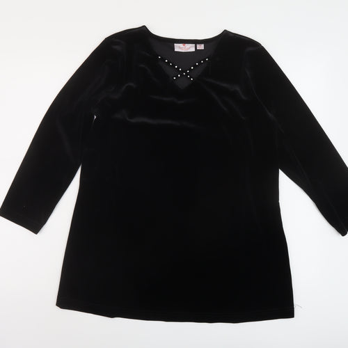 Jeane Bice Womens Black Polyester Basic Blouse Size XS V-Neck