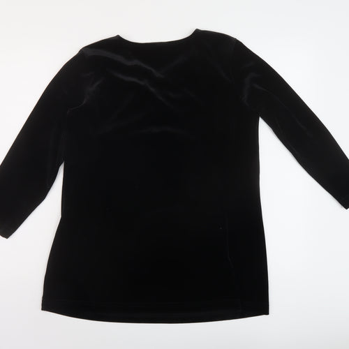 Jeane Bice Womens Black Polyester Basic Blouse Size XS V-Neck