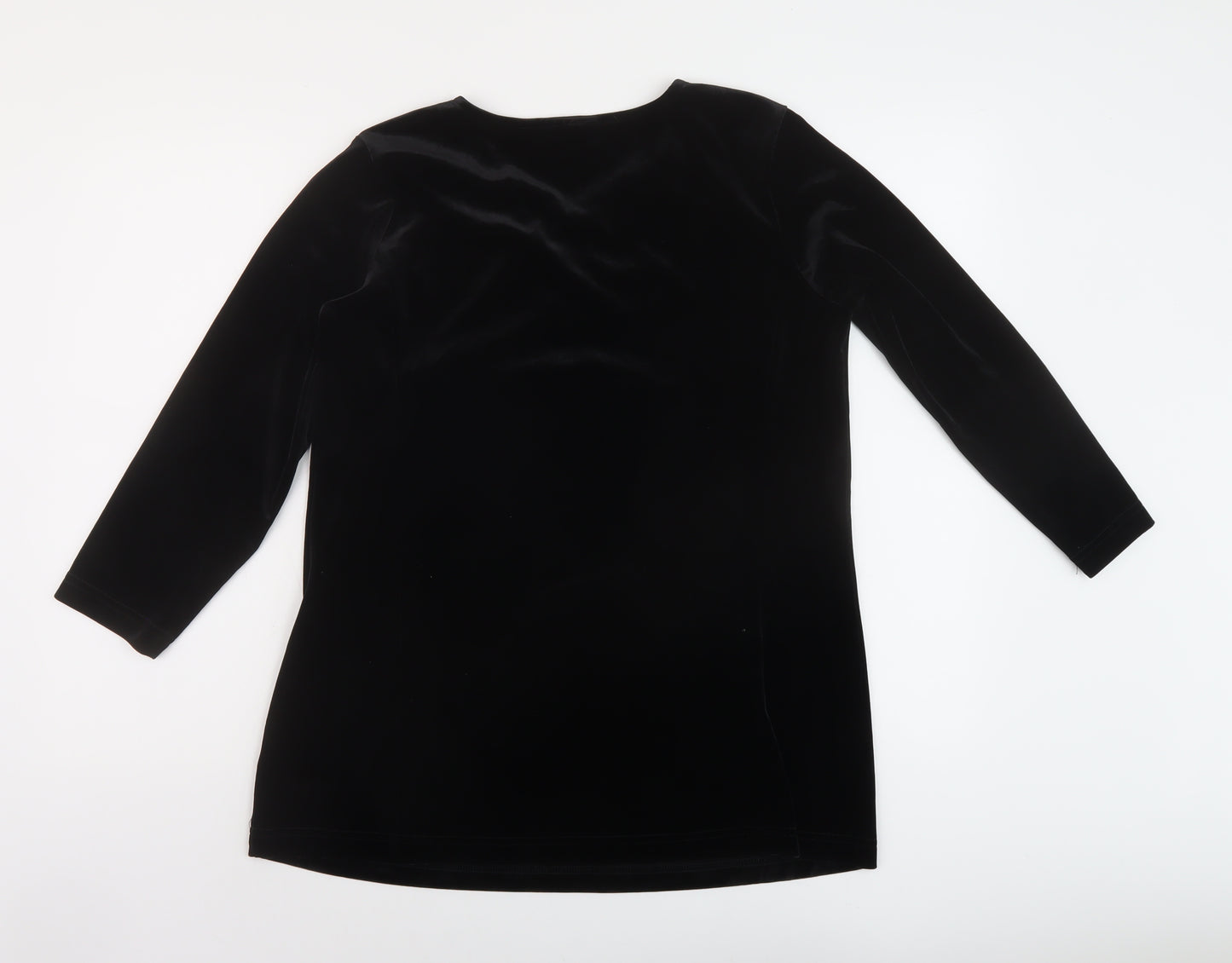 Jeane Bice Womens Black Polyester Basic Blouse Size XS V-Neck