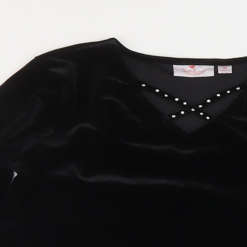 Jeane Bice Womens Black Polyester Basic Blouse Size XS V-Neck
