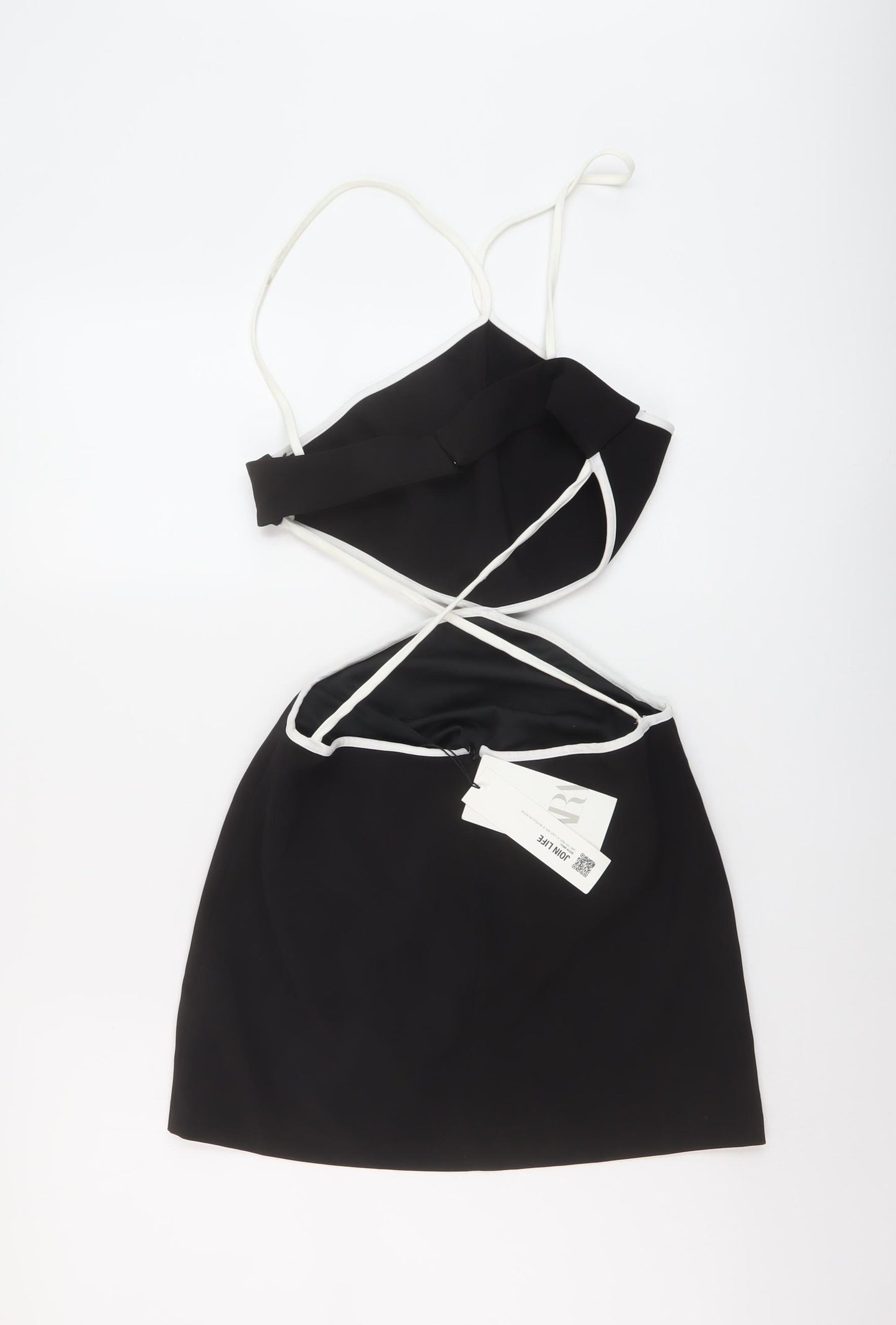 Zara Womens Black Polyester Mini Size M V-Neck Button
