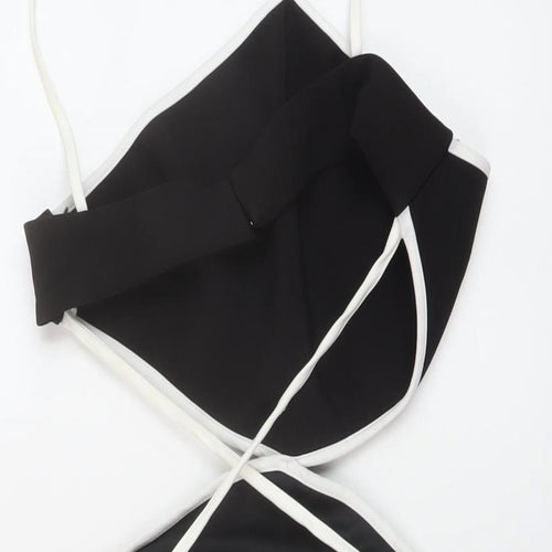 Zara Womens Black Polyester Mini Size M V-Neck Button