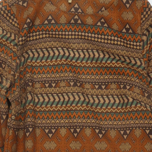 Sweet Miss Womens Brown Geometric Polyester Sheath Size XL Round Neck Pullover