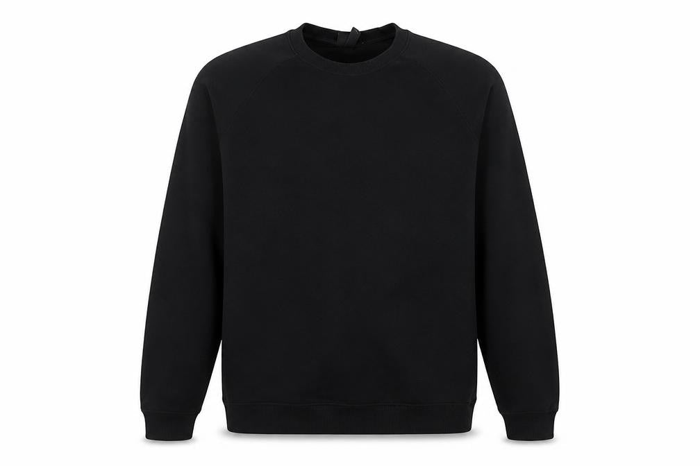 Front view of H&M men’s black cotton pullover sweatshirt, size M