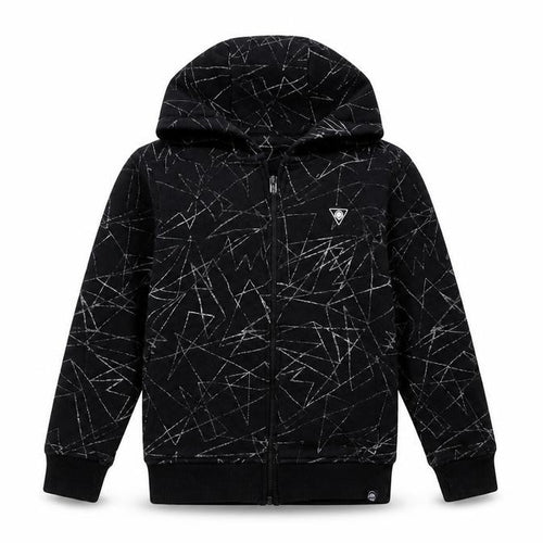 NEXT Boys Black Geometric Cotton Full Zip Hoodie Size 7 Years Zip
