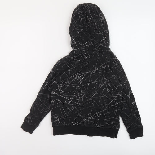 NEXT Boys Black Geometric Cotton Full Zip Hoodie Size 7 Years Zip