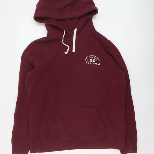 Jack Wills Womens Red Cotton Pullover Hoodie Size 12 Pullover