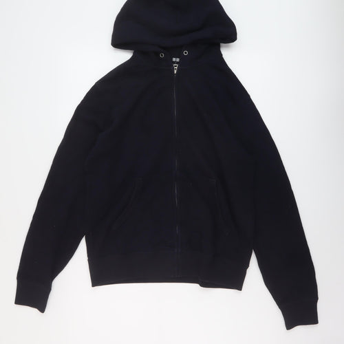 Unqilo Womens Blue Cotton Full Zip Hoodie Size S Zip