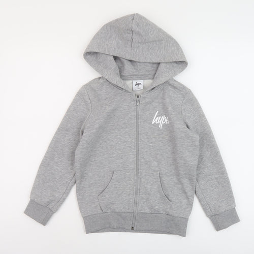 Hype Boys Grey Cotton Full Zip Hoodie Size 9-10 Years Zip