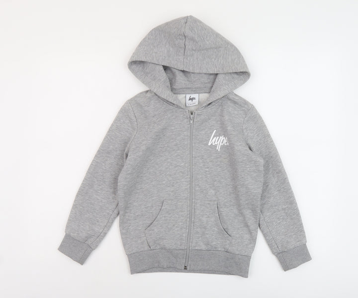 Hype Boys Grey Cotton Full Zip Hoodie Size 9-10 Years Zip