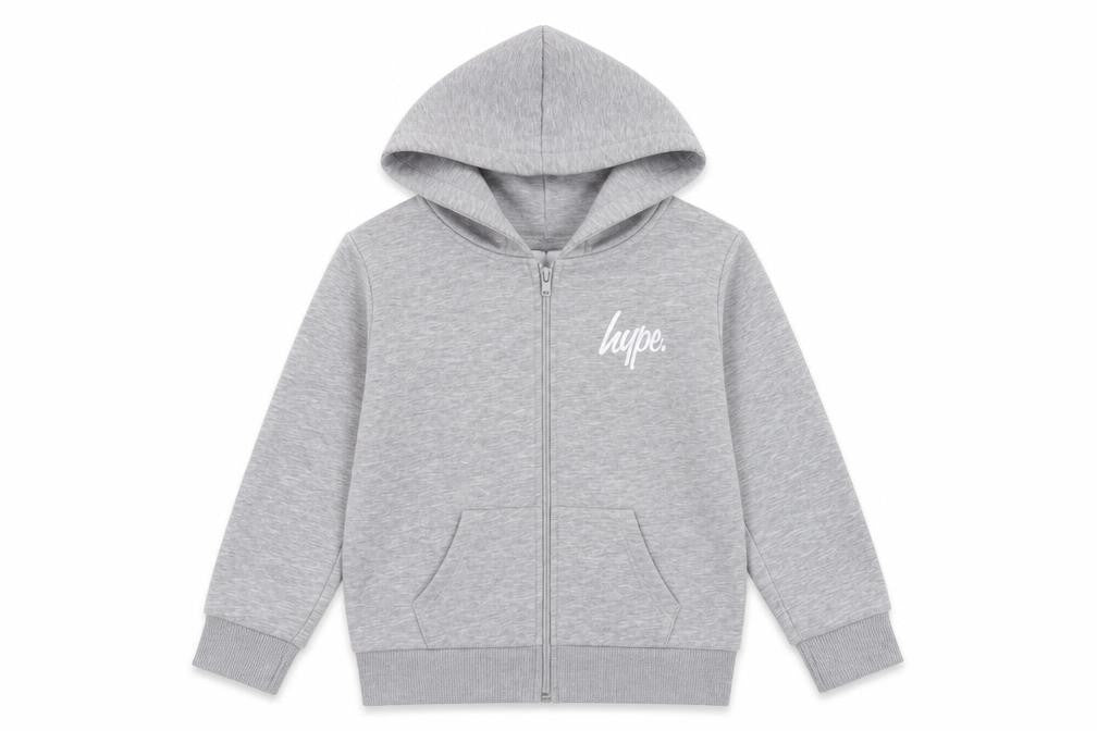 Hype Boys Grey Cotton Full Zip Hoodie Size 9-10 Years Zip