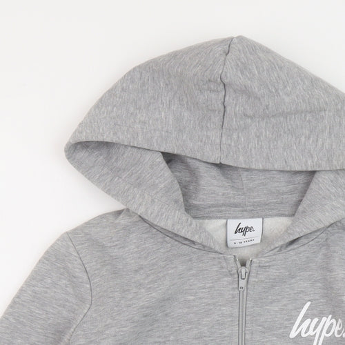 Hype Boys Grey Cotton Full Zip Hoodie Size 9-10 Years Zip