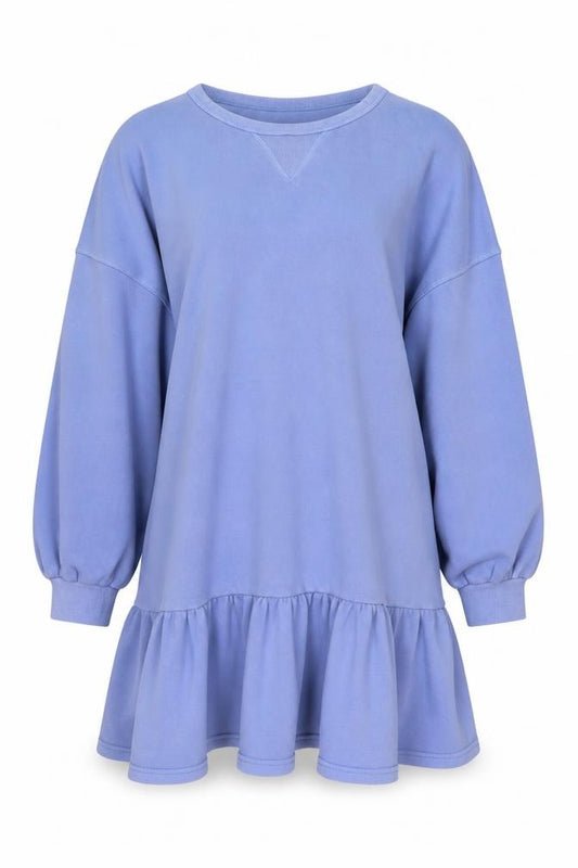Front view of H&M women’s blue cotton a-line, size XL, round neck pullover
