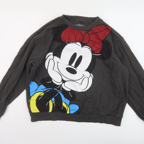Mickey Womens Grey Cotton Pullover Sweatshirt Size L Pullover - Mickey Mouse
