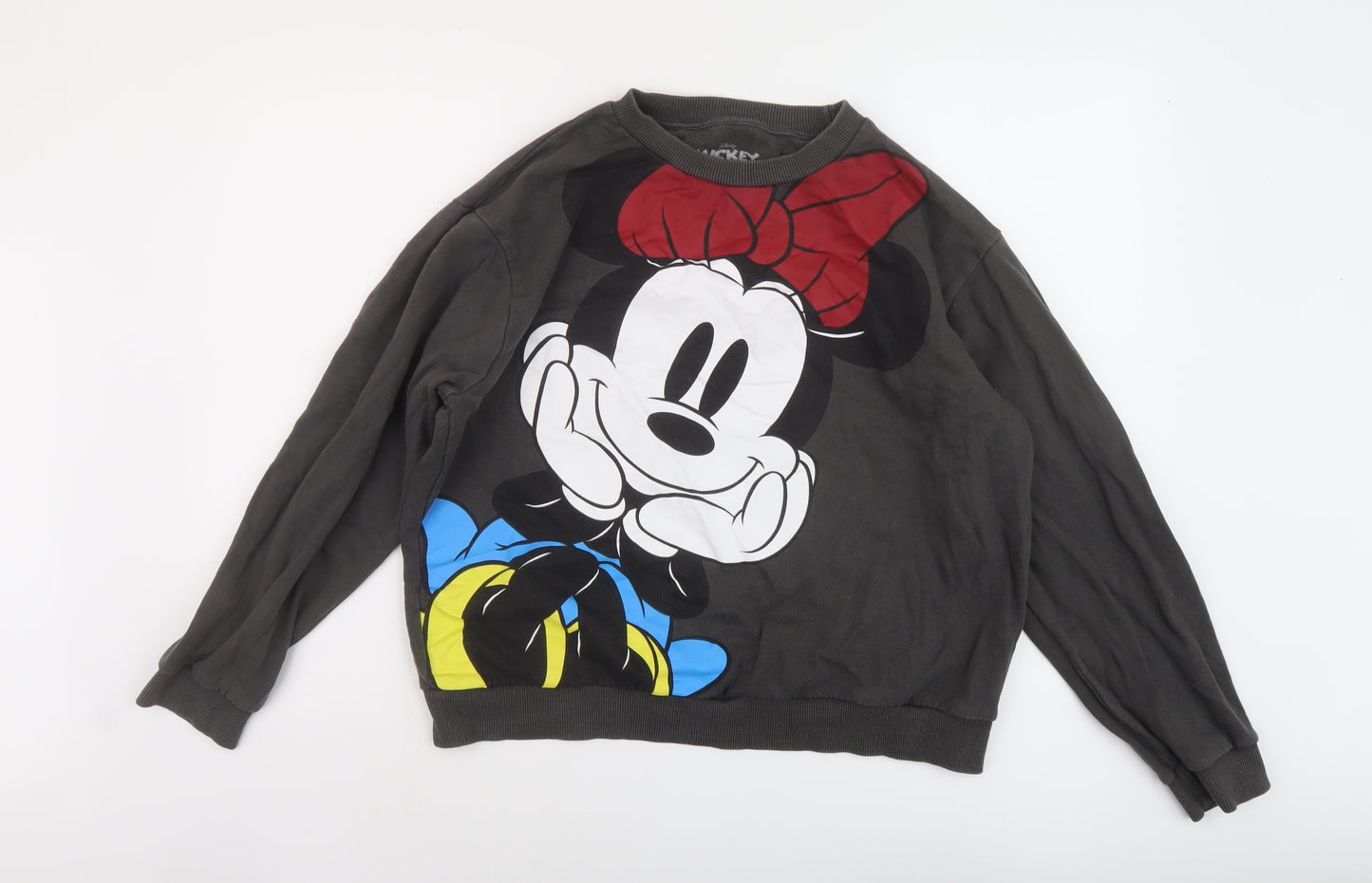 Mickey Womens Grey Cotton Pullover Sweatshirt Size L Pullover - Mickey Mouse
