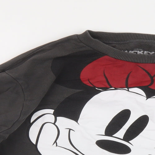 Mickey Womens Grey Cotton Pullover Sweatshirt Size L Pullover - Mickey Mouse