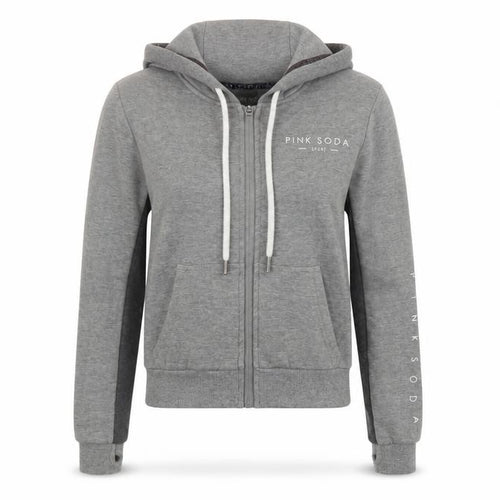 Pink Soda Womens Grey Cotton Full Zip Hoodie Size 4 Zip