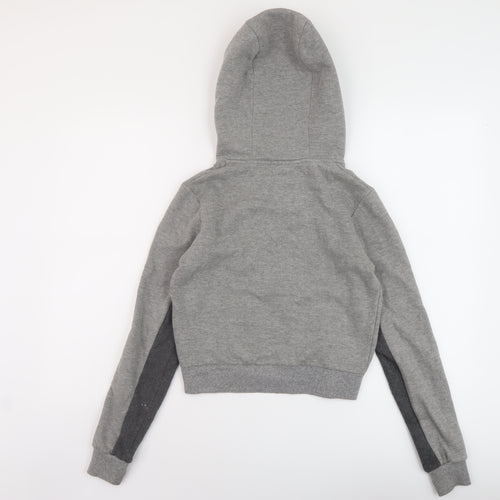 Pink Soda Womens Grey Cotton Full Zip Hoodie Size 4 Zip