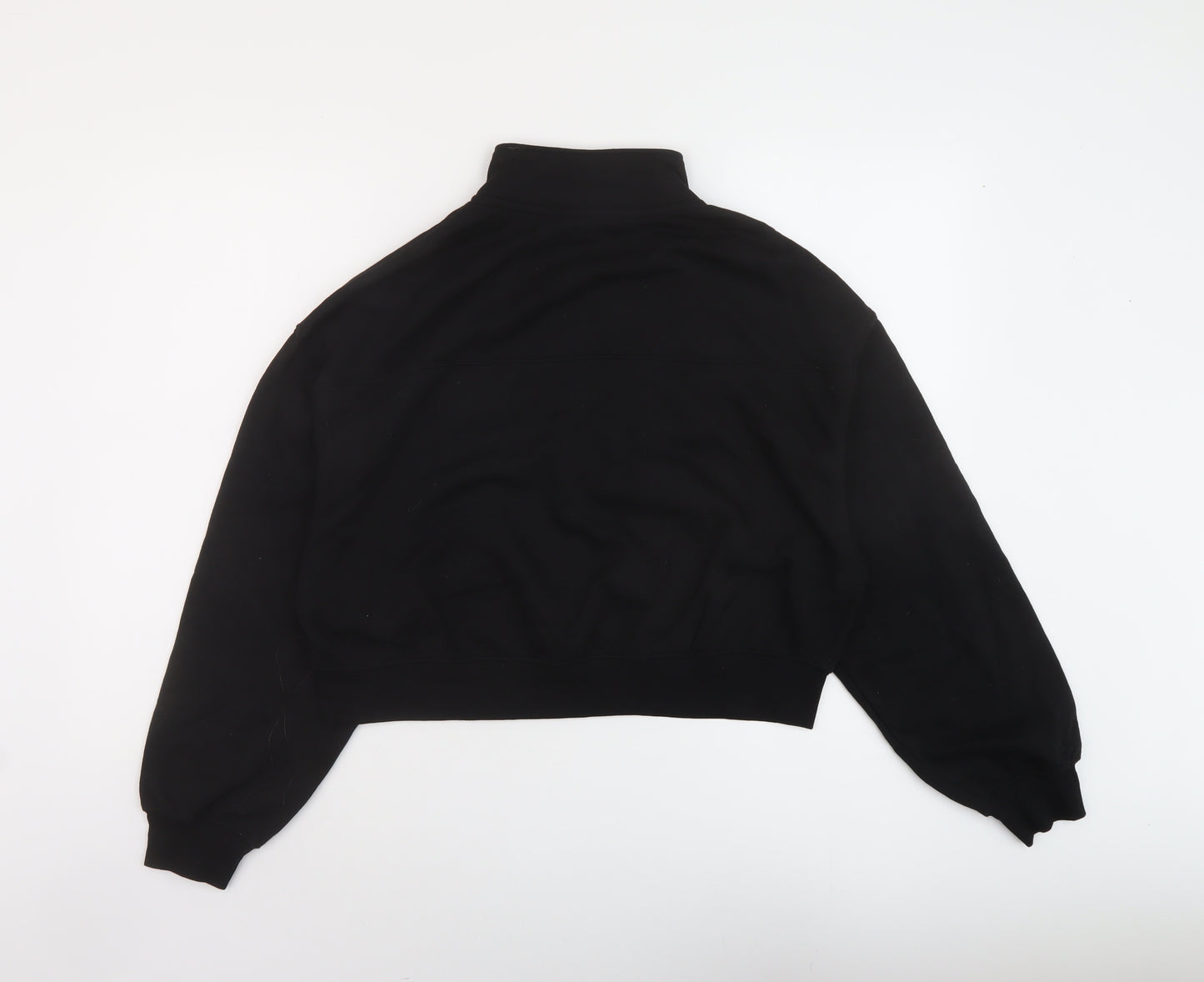 H&, Womens Black Cotton Pullover Sweatshirt Size L Zip