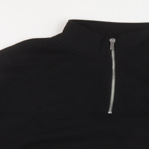 H&, Womens Black Cotton Pullover Sweatshirt Size L Zip