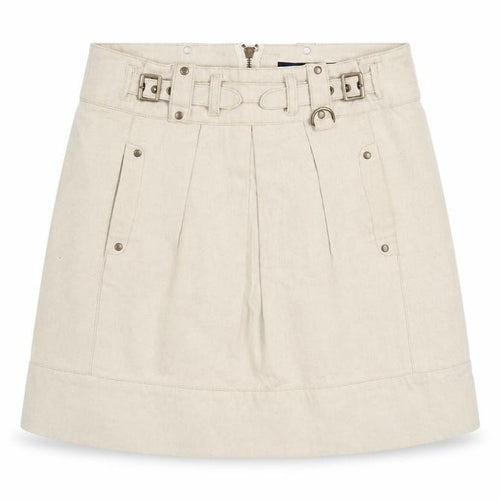 French Connection Womens Beige Cotton A-Line Skirt Size 10 Zip