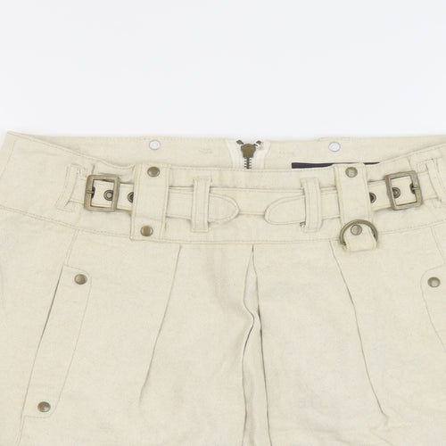 French Connection Womens Beige Cotton A-Line Skirt Size 10 Zip