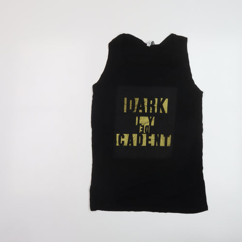 Just Female Womens Black Viscose Basic Tank Size M Scoop Neck