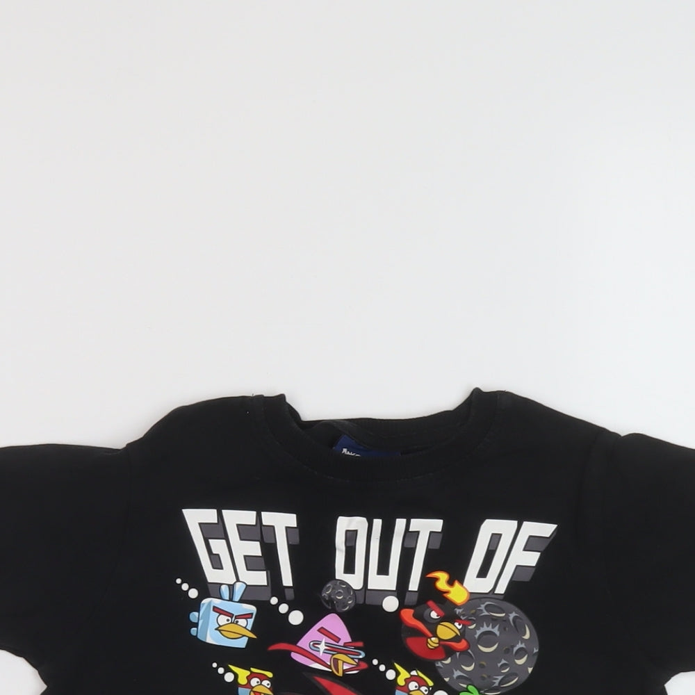 NEXT Boys Black Cotton Basic T-Shirt Size 6 Years Crew Neck Pullover - Angry Birds