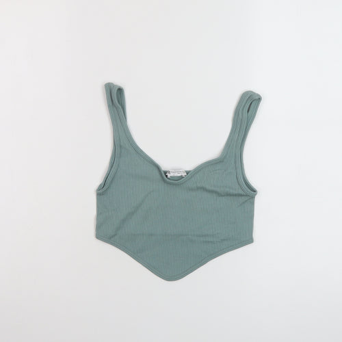 Zara Womens Green Polyamide Cropped Tank Size XS Round Neck