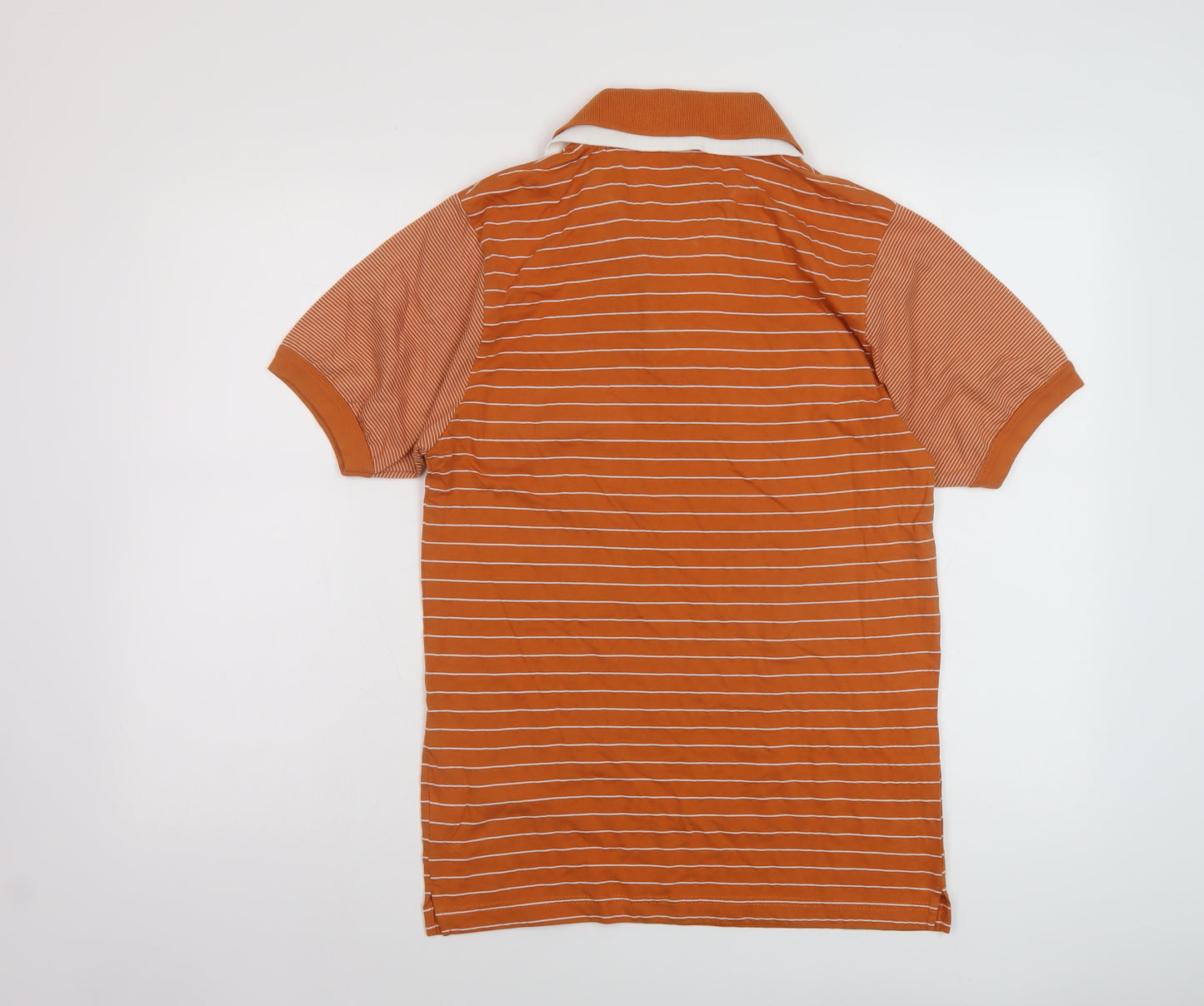 Ar Sport Mens Orange Striped Polyester Polo Size L Collared Pullover