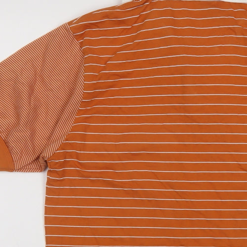 Ar Sport Mens Orange Striped Polyester Polo Size L Collared Pullover