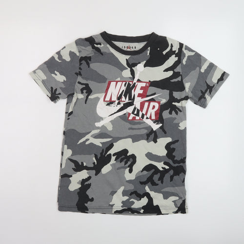 NEXT Boys Grey Camouflage Cotton Basic T-Shirt Size 12-13 Years Crew Neck Pullover