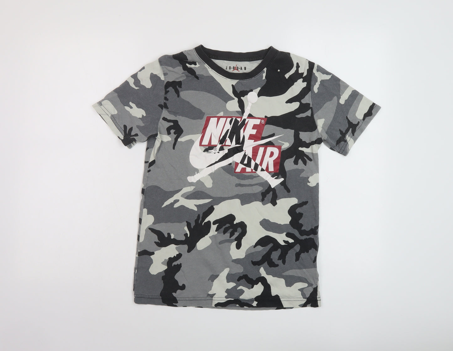 NEXT Boys Grey Camouflage Cotton Basic T-Shirt Size 12-13 Years Crew Neck Pullover