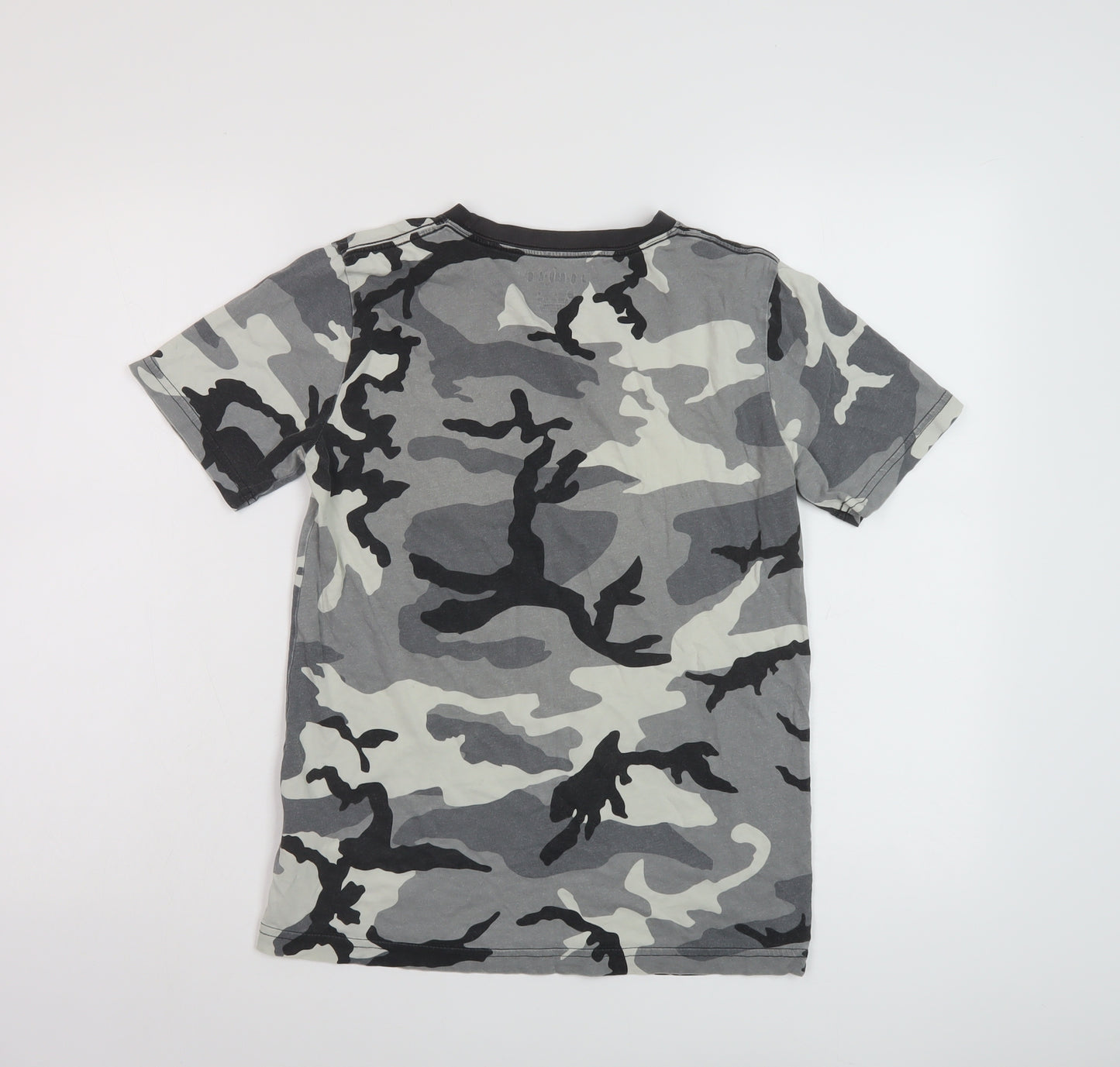 NEXT Boys Grey Camouflage Cotton Basic T-Shirt Size 12-13 Years Crew Neck Pullover