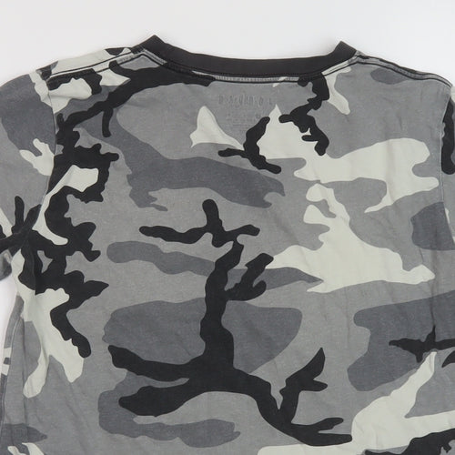 NEXT Boys Grey Camouflage Cotton Basic T-Shirt Size 12-13 Years Crew Neck Pullover