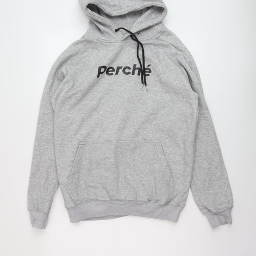 Perché Mens Grey Cotton Pullover Hoodie Size M