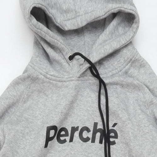 Perché Mens Grey Cotton Pullover Hoodie Size M