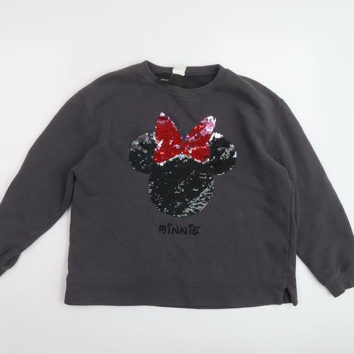 Zara Girls Grey Cotton Pullover Sweatshirt Size 13-14 Years Pullover - Minnie Mouse