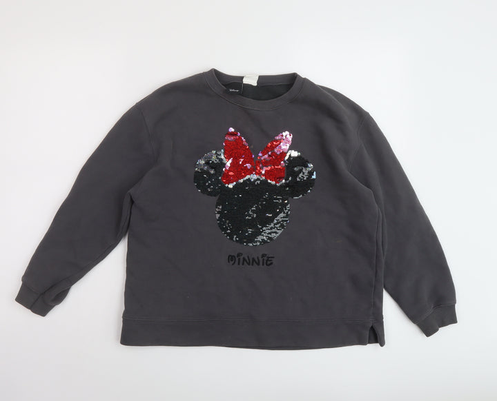 Zara Girls Grey Cotton Pullover Sweatshirt Size 13-14 Years Pullover - Minnie Mouse