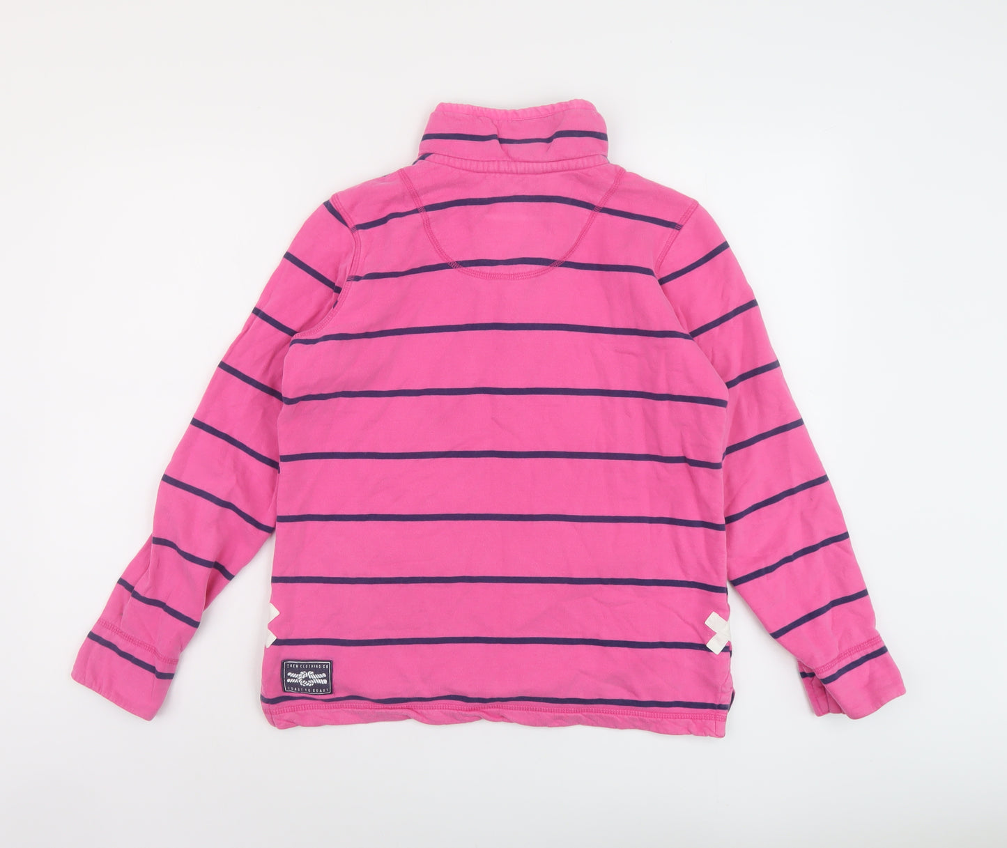 Crew Clothing Womens Pink Striped Cotton Pullover Sweatshirt Size 10 Zip
